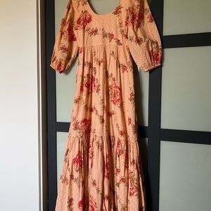 LoveShackFancy Colby Pink Lemonade Floral Cotton Maxi Dress Prairie - Size 0/2